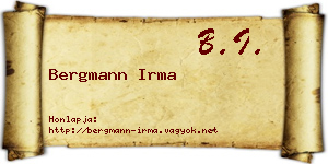 Bergmann Irma névjegykártya